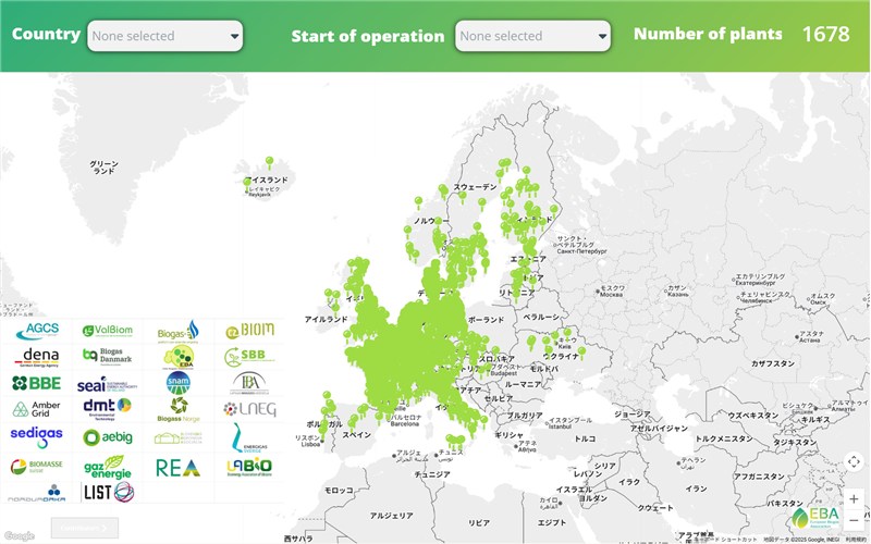 European Biomethane Map 2025 ヨーロッパ全域のバイオガスプラント