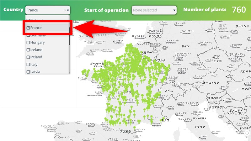 European Biomethane Map 2025 フランスのバイオメタン生産施設