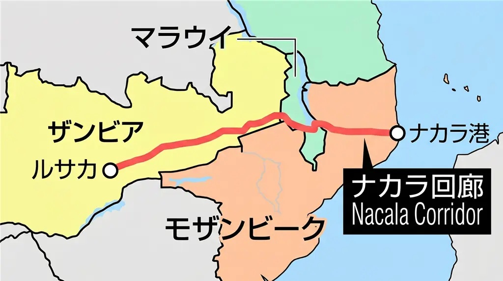 モザンビークからマラウイ・ザンビアへ抜けるナカラ回廊